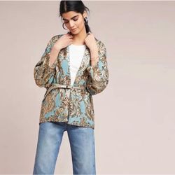 NWT Anthropologie Teal Jacket with Gold Sequin Detail MP