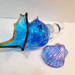 2 Seashell Glass Paperweight Figurines 
