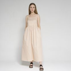 beige long sleeve dress casual Alison Long Sleeve Maxi Dress - Cream