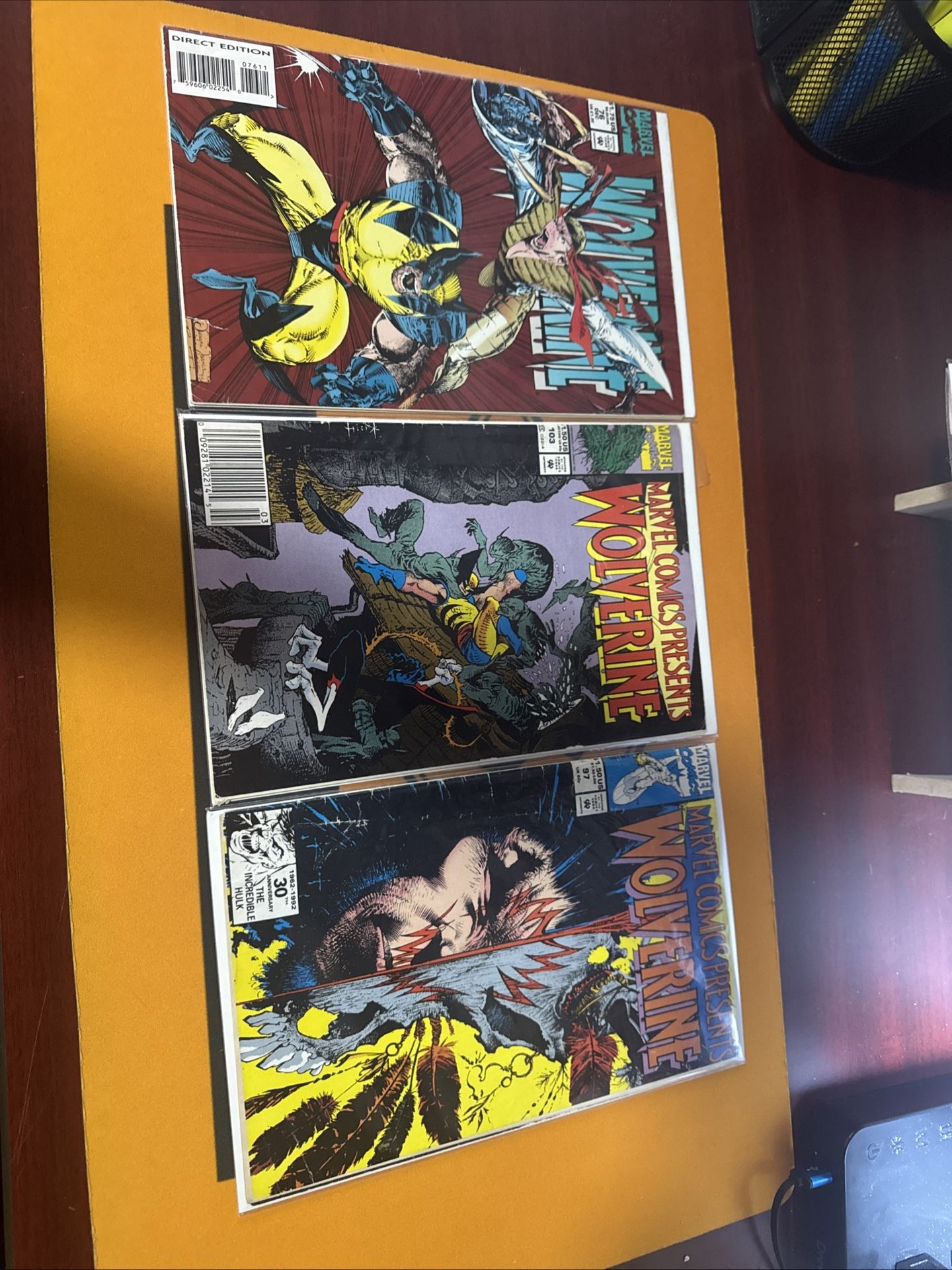 The product is a mixed lot of four vintage Superman comics from the US Comics tradition. These comics feature the iconic character Super-Man from the 