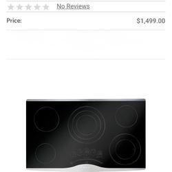 Jenn Air A36" Floating Glass Electric Cooktop with Electronic Glass-Touch Controls, CustomControl Dual Element and Warming Center Element
