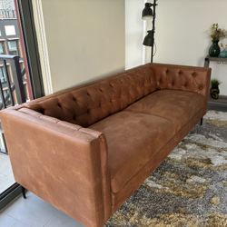 Contemporary 84" Faux Leather Sofa