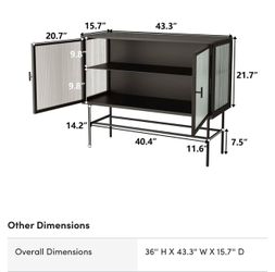 Modern black metal cabinet with glass doors