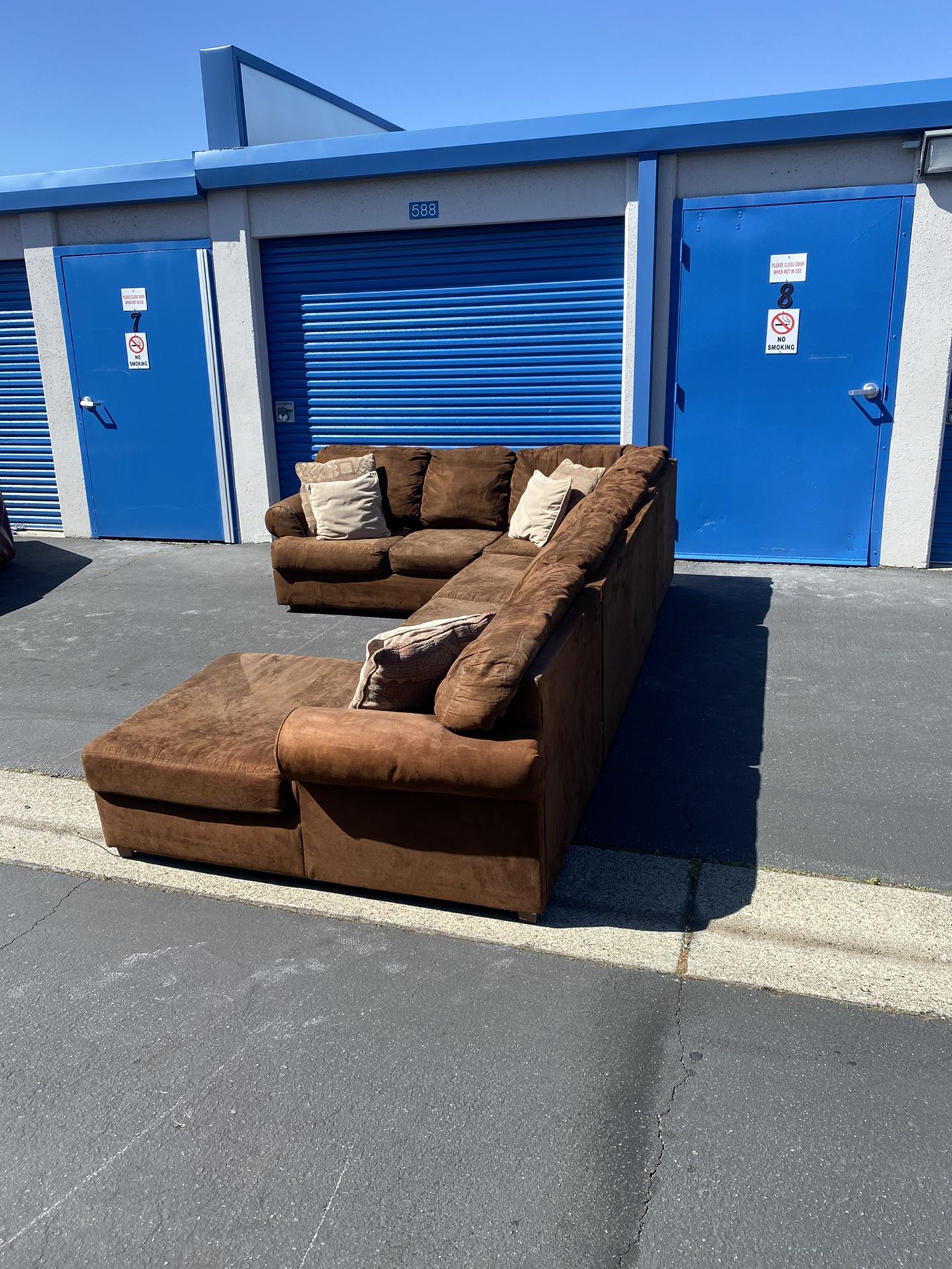 Dark Brown Microfiber Sectional Couch With Chaise Lounge for Sale in