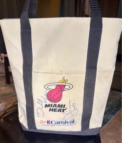 Miami Heat Tote Bag Signed by Eddie Jones & Dorell Wright