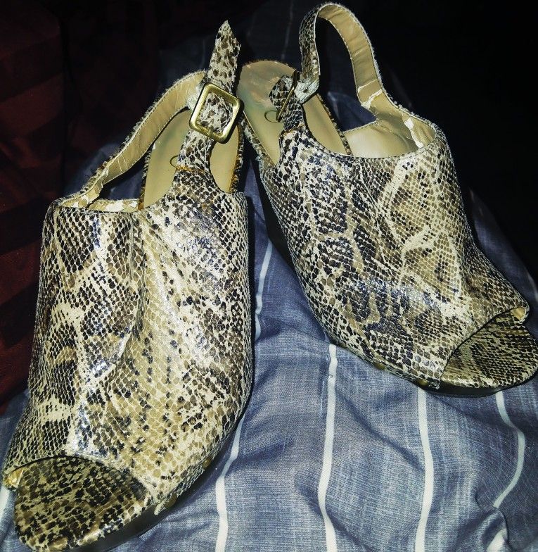 Jessica Simpson Snake Print Sling Back Wedges