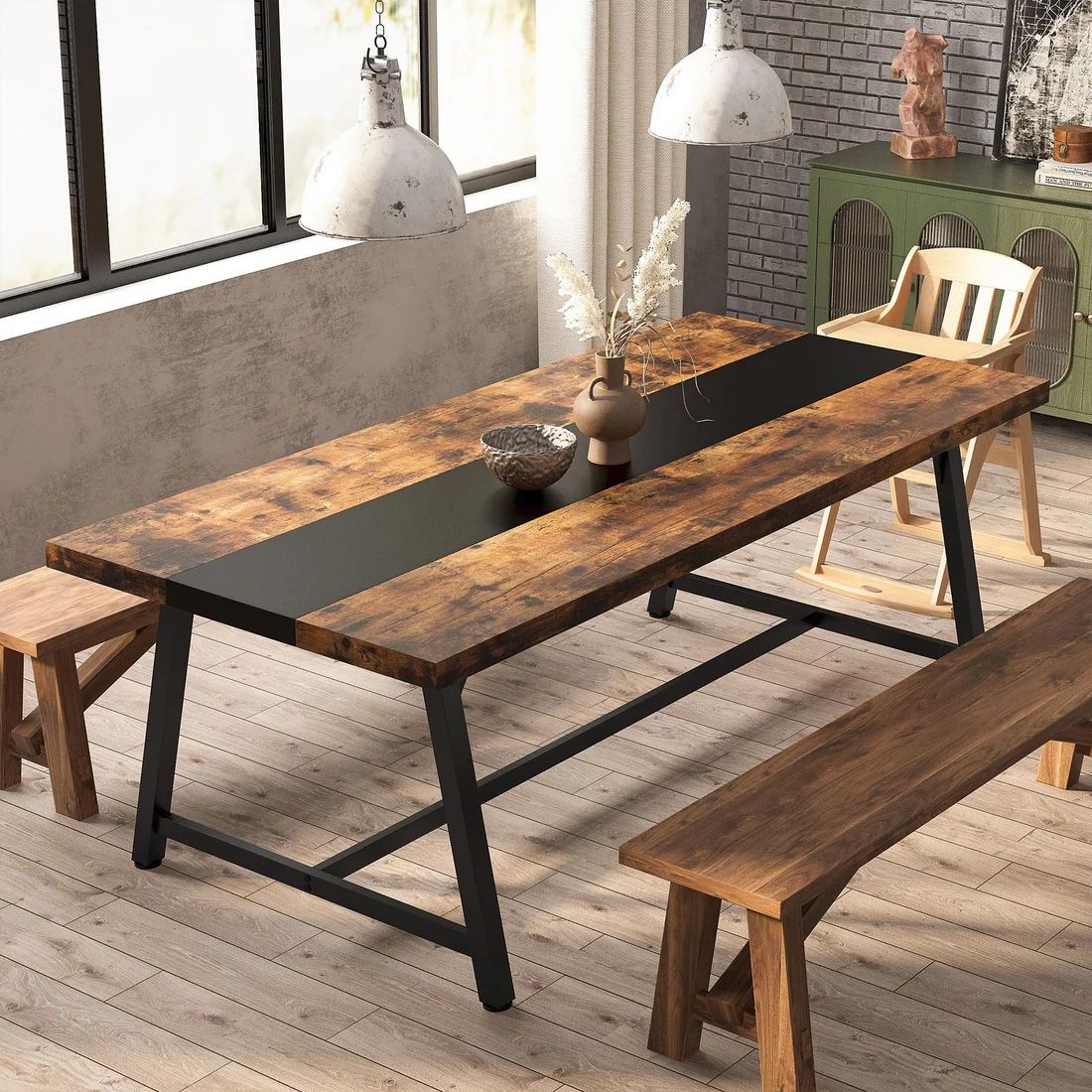 Dining Table For 8 People, 70.87" Rectangular Wood Kitchen Table table only
