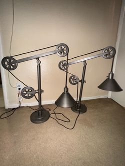 2 Descartes 29" Tall Pulley System Table Lamp with Metal Shade Hudson & Canal