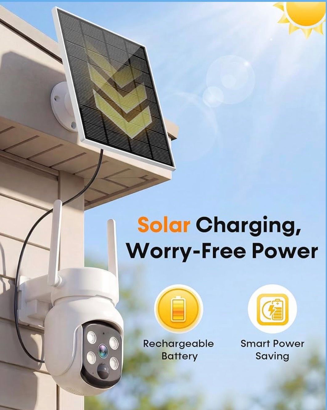 Solar camera 2k 360 panorama view, new
