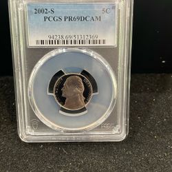 2002 S Gem Proof Jefferson Nickel Graded At PR69 With A Deep Cameo C-8