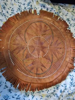 Rare Hand Made Leather Stool Pillow