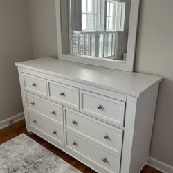NEW Ashley White Dresser With Mirror 