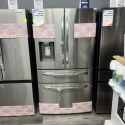 Samsung - 28 Cu. Ft. 4-Door French Door Smart Refrigerator with FlexZone Drawer - Stainless Steel