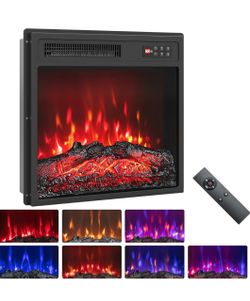 Electric Fireplace Insert, 18 Inches Recessed Fireplace Heater with Remote Control