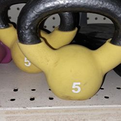 Pair Of 5 Pound Kettlebells 