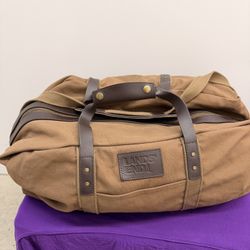 Lands End Waxed Canvas Duffle Bag Brown 