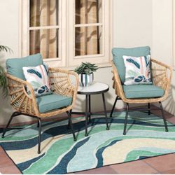 8' x 10' Aqua Wave Area Rug-Outdoor-Hose Washable/Blue/Teal/Gray-Brand New