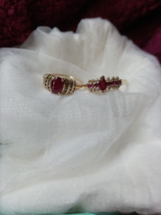 Real Ruby's And Diamonds 14kt Gold