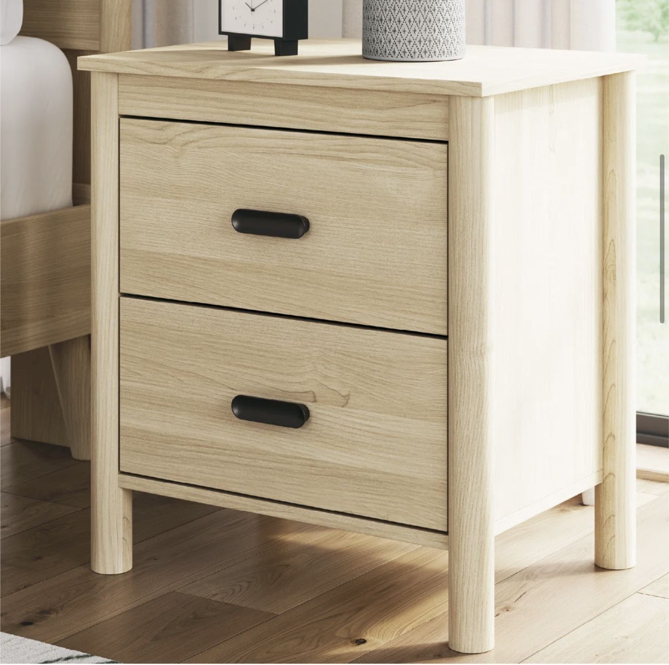 Set of 2 Signature Design by Ashley Cabinella Casual 2-Drawer Nightstand with Round Post Legs