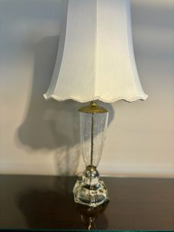 Vintage etched glass table lamp