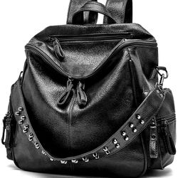 Leather Backpack Purses for Women Small Shoulder Bags Multipurpose Ladies Convertible Rucksack Fashion Satchel Bag