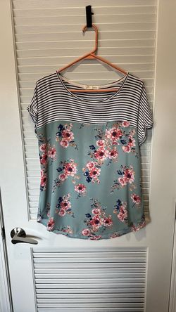 Floral and Stripe Mixed Print Top
