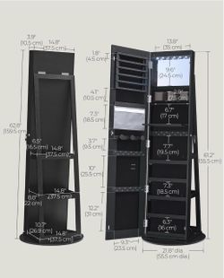 Black Floor Standing Mirror Jewelry Armoire