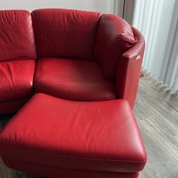 Red Leather sofa sectional 