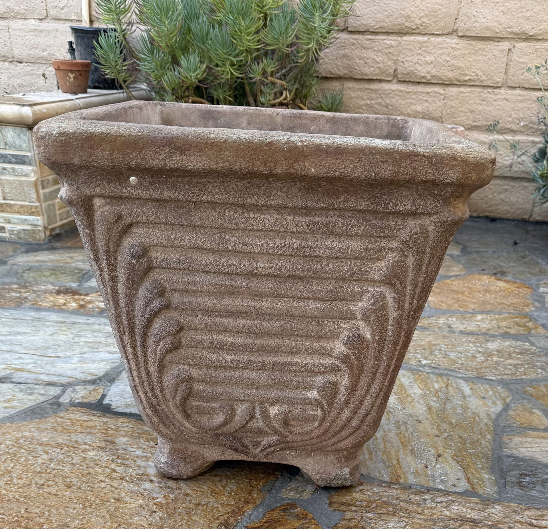 Large Square Stone Cast Planter