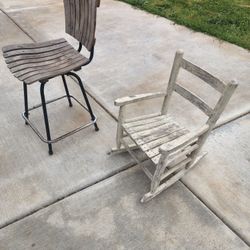 Antique / Vintage Child's Rocking Chair And High Chair 