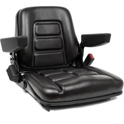 Universal Fold Down Forklift Seat,Micro Switch,Armrest And Safety Belt,for Tractor,Excavator Skid Loader Backhoe Dozer Telehandler