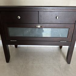 Wood Table TV Stand With Drawers And Cabinet For Storage