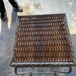 Metal and Wicker Decorative Stand (Hall, Plant, Vase)