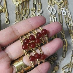 18k Real Pure Solid Pawnable Saudi Gold Ring Bubble Ring Real Red Carnelian Stone