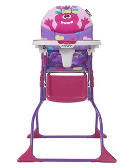 Cosco Kids Folding High Chair for Babies and Toddlers (from 6 Months to 50 lbs) Simple Fold Deluxe with 3-Position Tray, Portable High Chair, Monster