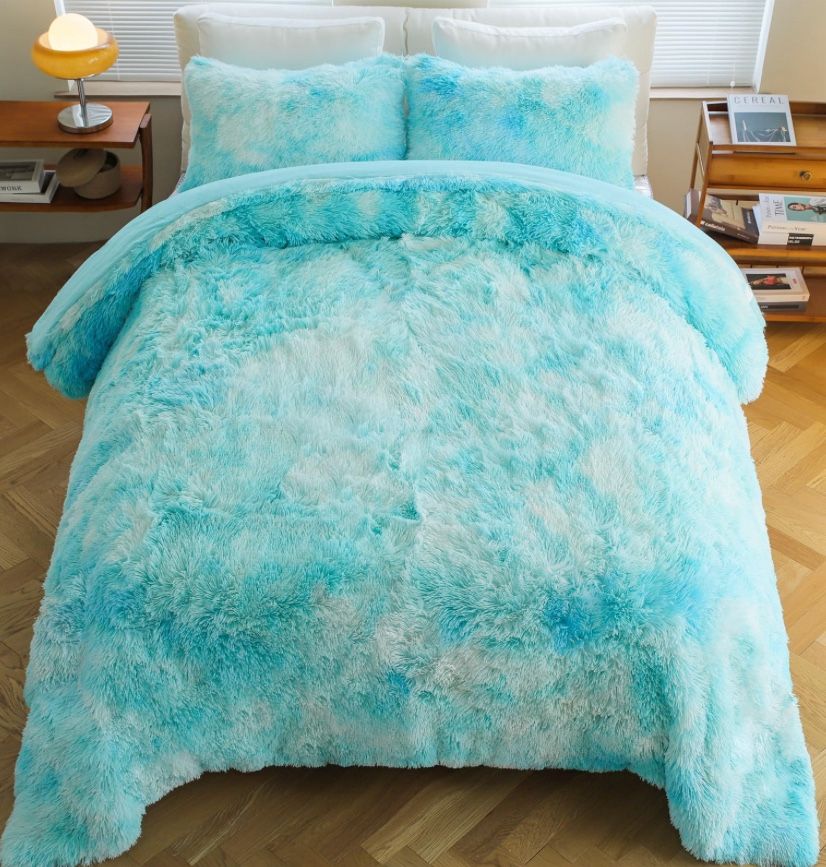 VIPBED Faux Fur Shaggy Comforter Set Queen Size