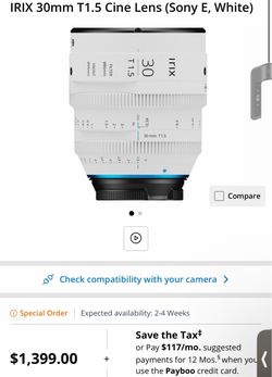 Irix 30mm t1.5 E-mount