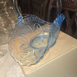 Hermosa Canasta Vintage De Princess House Azul Claro En Perfectas Condiciones 