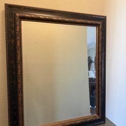 Medium Ornate Framed Wall Mirror – Bronze Detail - $49