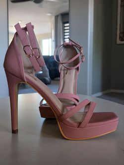 Pink Platform Stiletto Heels with Ankle Straps