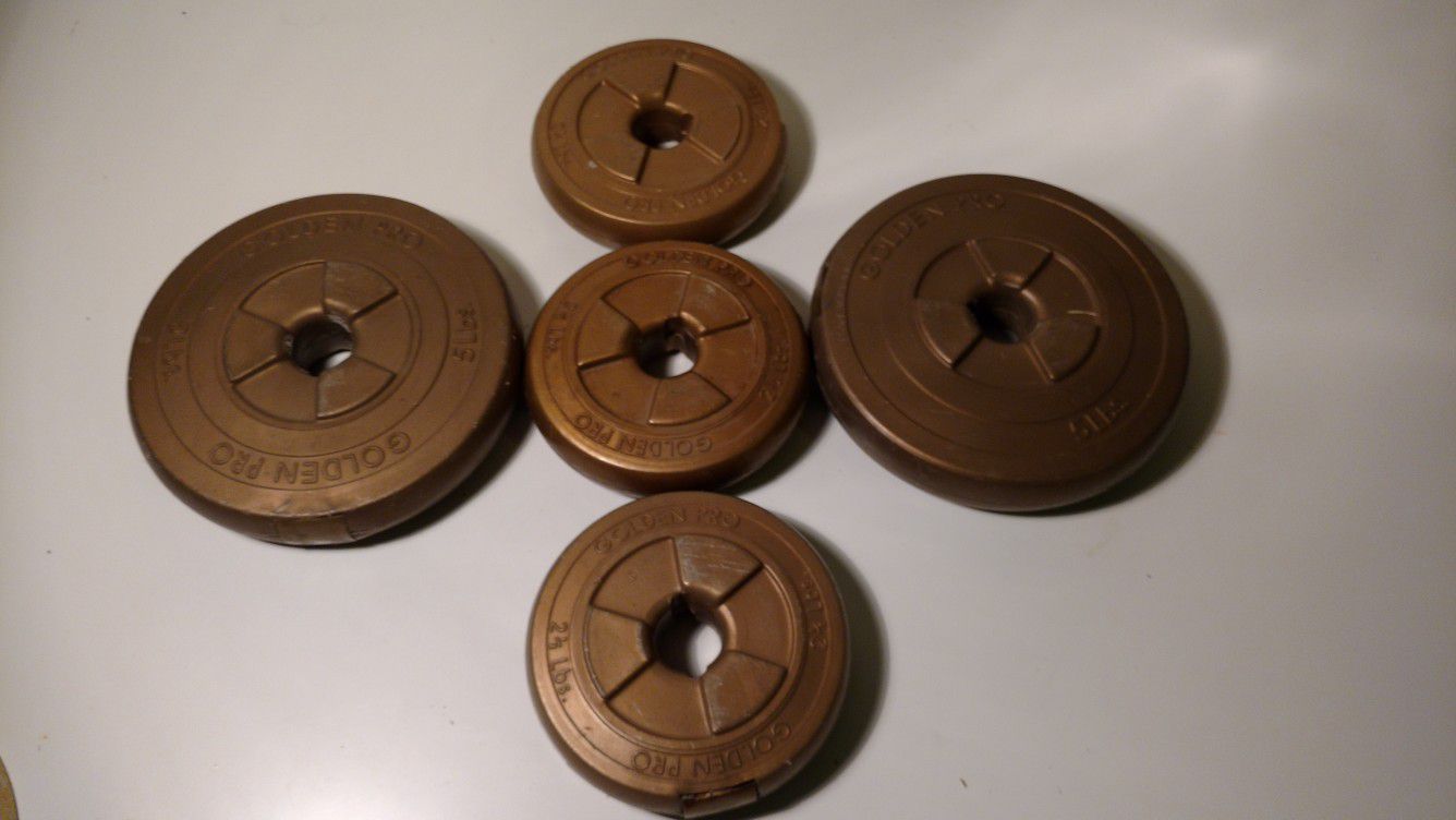 Set of 5 golden Pro disc weight 17.5 lb