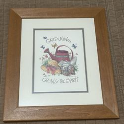 Wood Frame GARDEN Theme Wall Art 11 1/2” X 13 1/2”