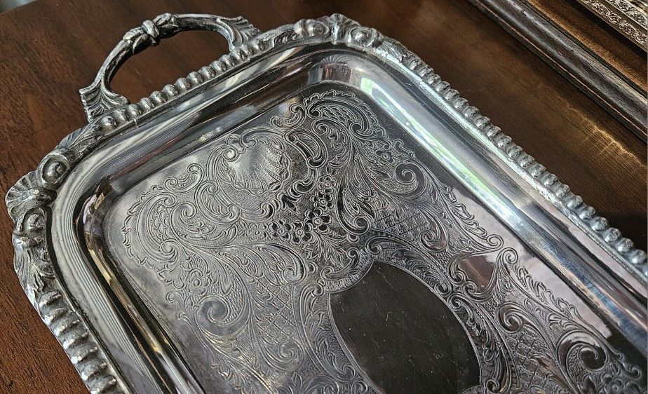 Vintage Silverplate Small Tray W/ Feet