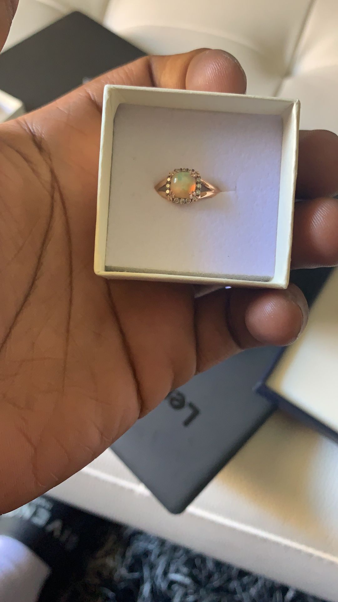 Le Vian Opal Ring 1/10 ct tw Diamonds 14K Strawberry Gold