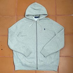 Polo Ralph Lauren grey zip up hoodie thermal  lined hood size 2XL