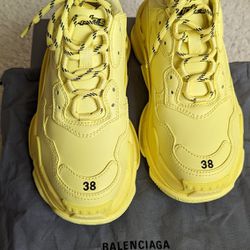 Balenciaga Triple S Yellow Sneakers Size 38