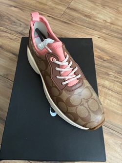 Coach Signature Sneaker Tan and Pink