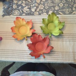 PartyLite Fall Leaves Ceramic Candle Holders or Wall Decorations 