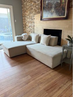 FREE DELIVERY — Modern Cream Designer 2-Piece Chaise Sectional