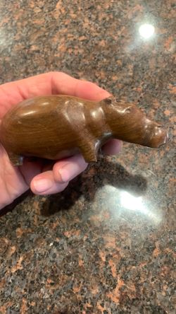 Vintage hand carved hippo